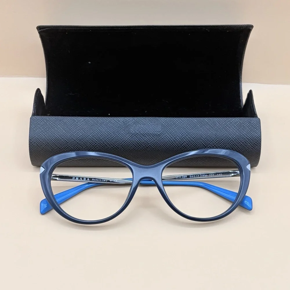 Authentic Prada 08R 54-17-140 Blue TFM-101 With Original‎ Case No Lenses